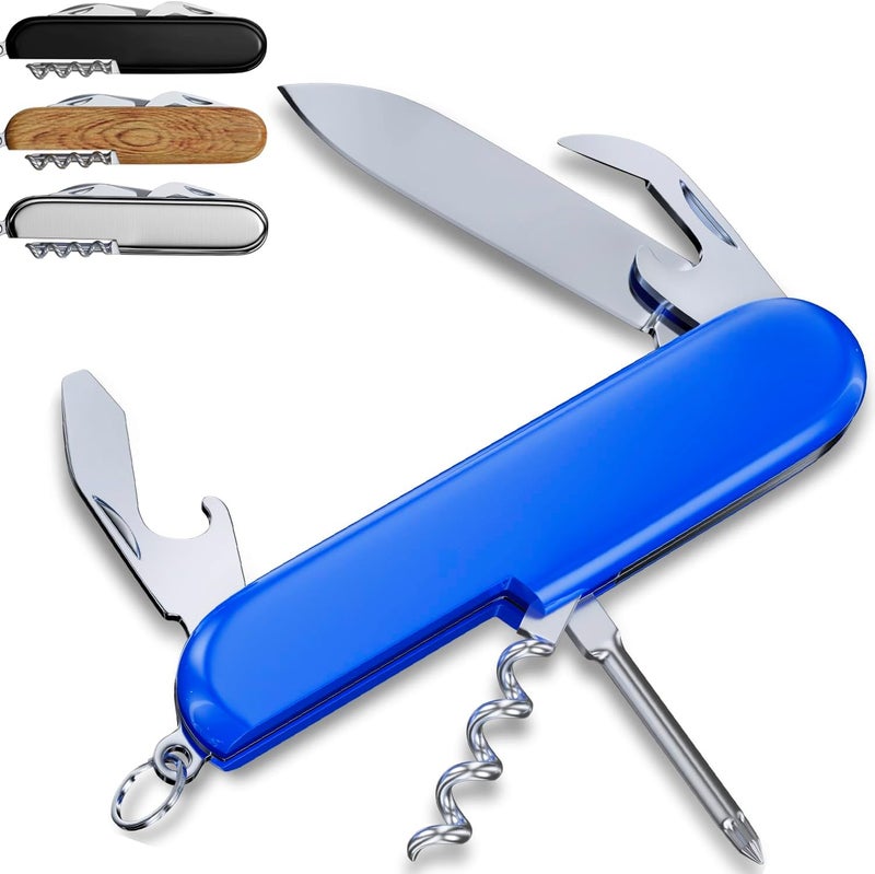 GOOD WORKER Small Pocket Knife 6 in 1 - Keychain Multitool - Compact Kids Pocket Knife with Bottle Opener, Can Opener, Corkscrew, Phillips Screwdriver - EDC Gift for Men, Women, Camping, Hiking, Travel - 5005 - Image 1